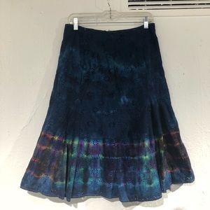 Tie Dye Nine & Co Skirt Sz 10 Navy Rainbow Upcycled SUPER CUTE!